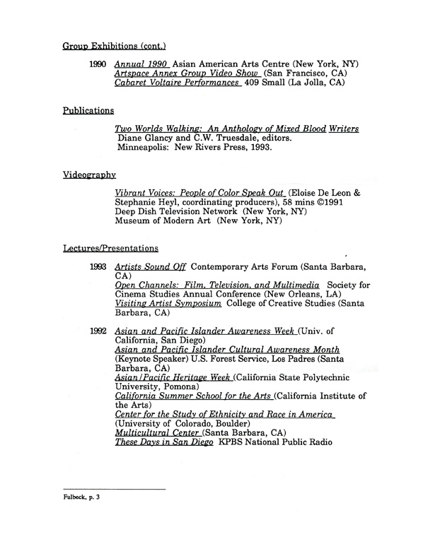 Kip Fulbeck's Resume, pg 3